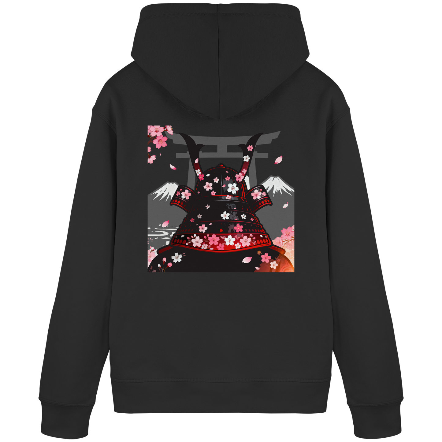 Schwarzer Sakura Samurai Hoodie